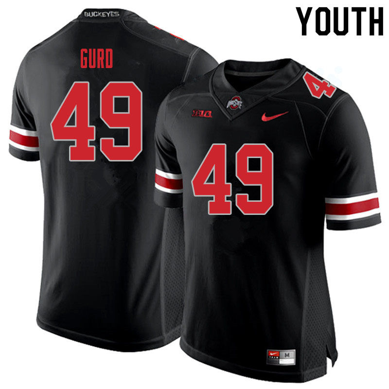 Ohio State Buckeyes Patrick Gurd Youth #49 Blackout Authentic Stitched College Football Jersey